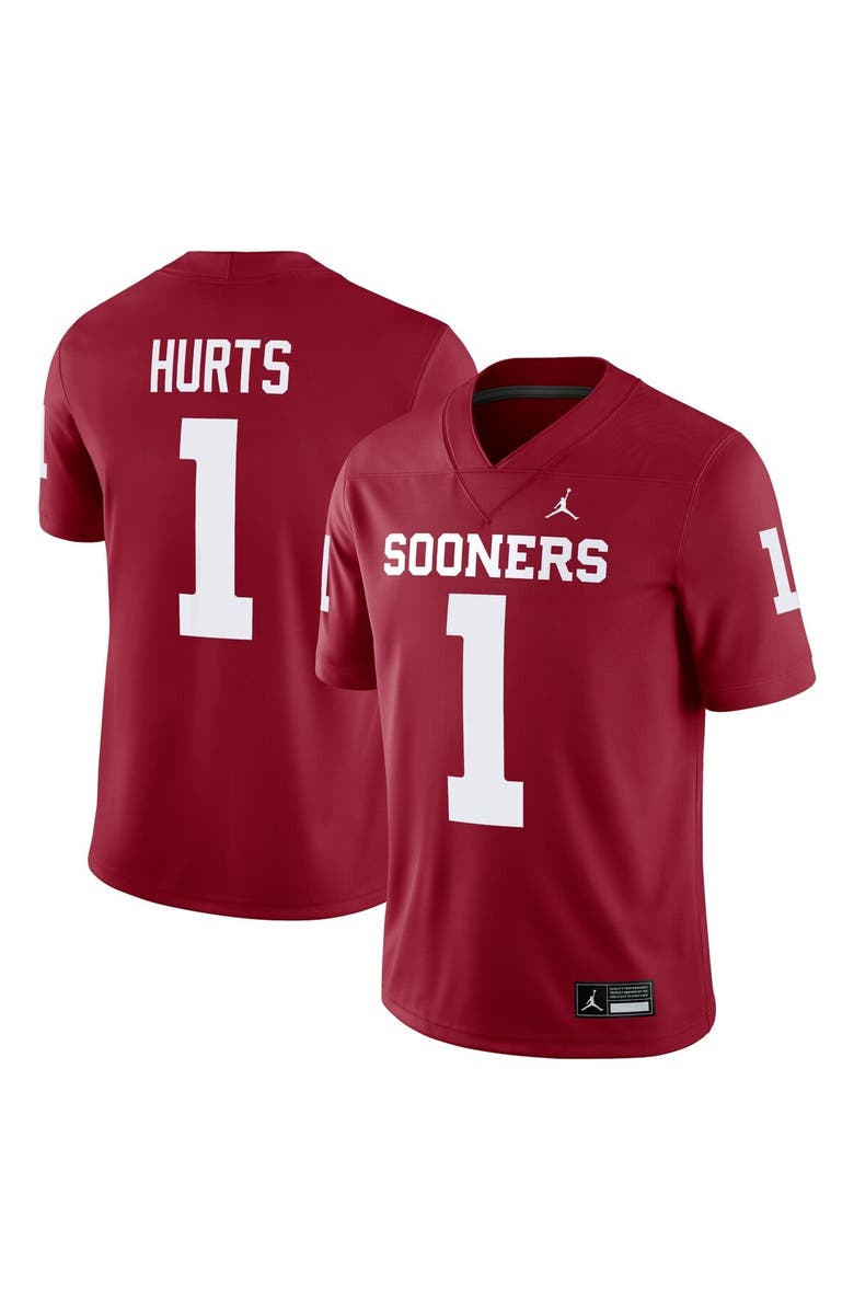 Jordan Brand Men's Jordan Brand Jalen Hurts Crimson Oklahoma Sooners Alumni Player Game Jersey, Main, color, 