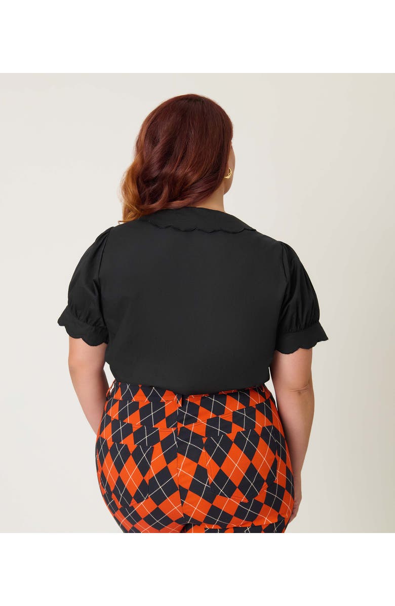 Smak Parlour Plus Size Embriodered Puff Sleeve Top, Alternate, color, Black