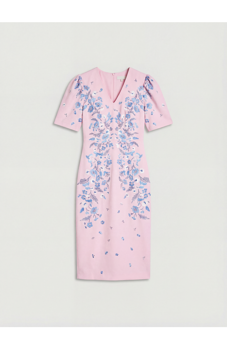 Coast Puff Sleeve Floral Cotton Pencil Dress, Alternate, color, Lilac