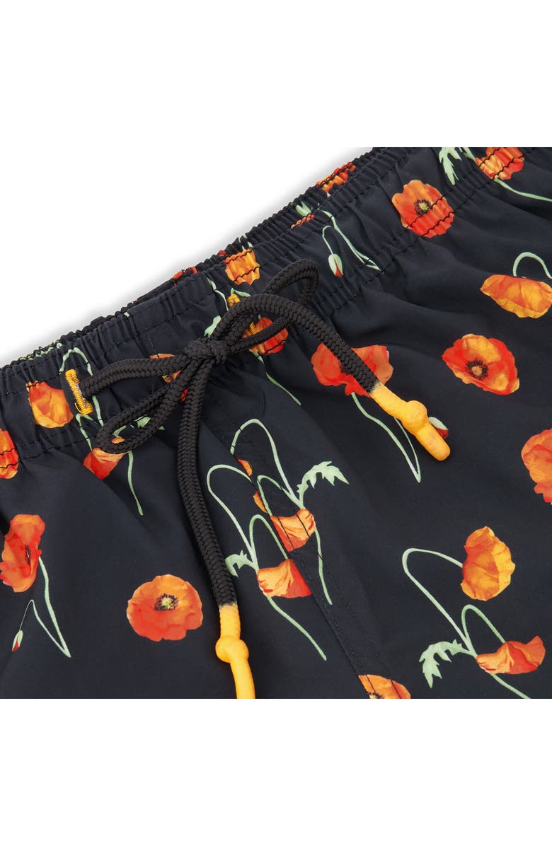 Sunset x Vine Floral Swim Trunks, Alternate, color, Black