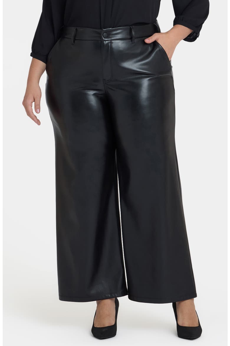 Faux Leather Wide Leg Ankle Pants, Main, color, BLACK