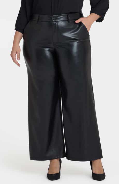 NYDJ Faux Leather Wide Leg Ankle Pants