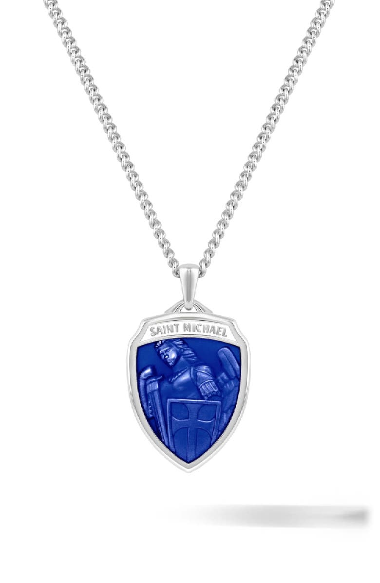 Vincero Men's St. Michael Pendant Necklace, Main, color, Blue/ Silver