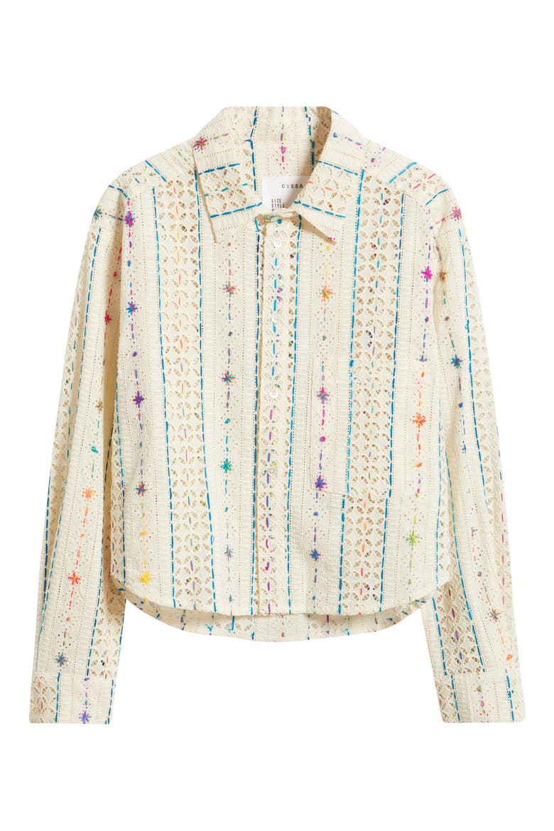 Embroidered Eyelet Button-Up Shirt, Alternate, color, KLEIDO EYELET