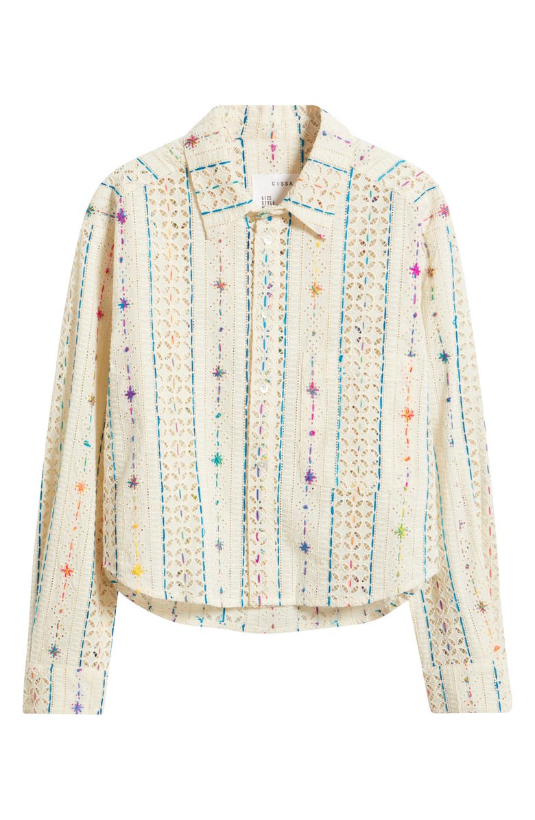 CISSA Embroidered Eyelet Button-Up Shirt, Alternate, color, Kleido Eyelet