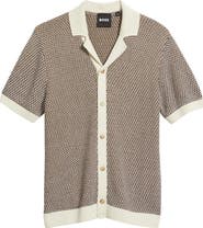 BOSS Iconico Textured Knit Camp Shirt