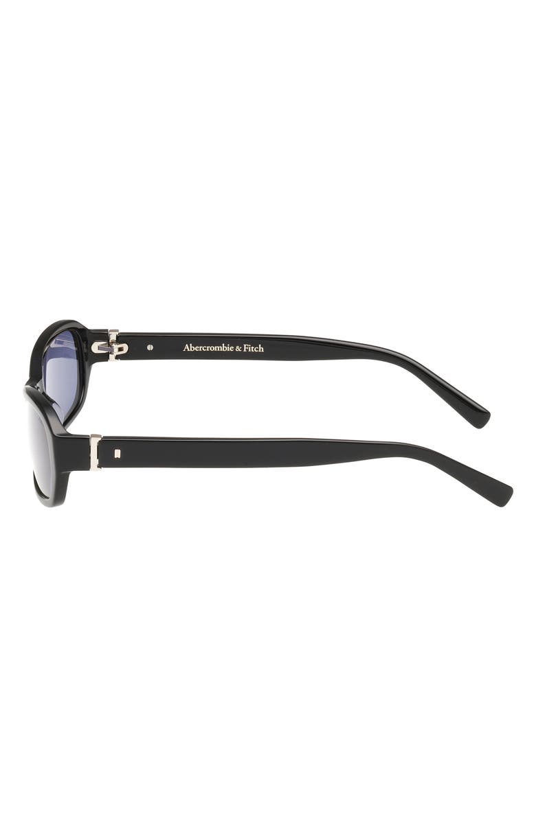 ABERCROMBIE & FITCH 55mm Rectangular Sunglasses, Alternate, color, Shiny Black / Smoke Lens