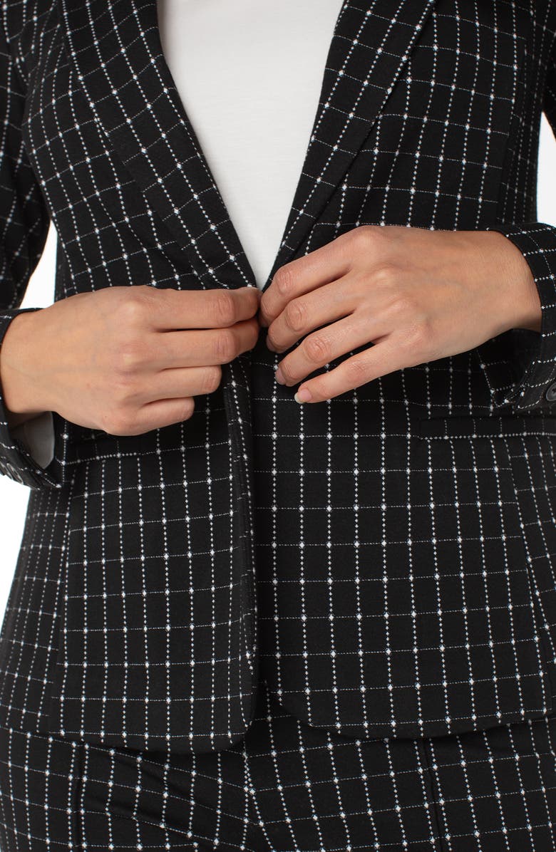 Liverpool Los Angeles Windowpane Check Fitted One-Button Blazer, Alternate, color, Black/ White Windowpane Check