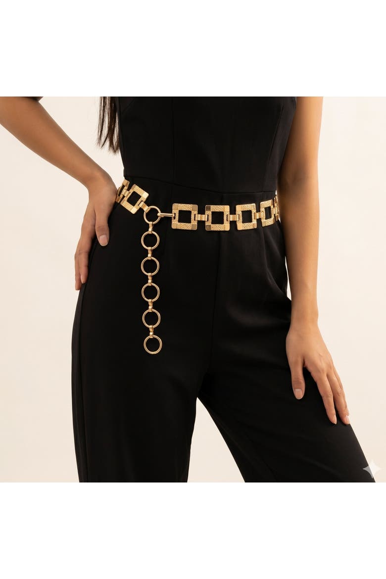 Vintage 1970s Square Link Goldtone chain Belt, Alternate, color, Gold