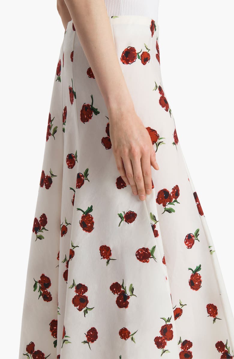 Khaite Lenno Raspberry Print Organza Midi Skirt, Alternate, color, Raspberry/ Cream 628