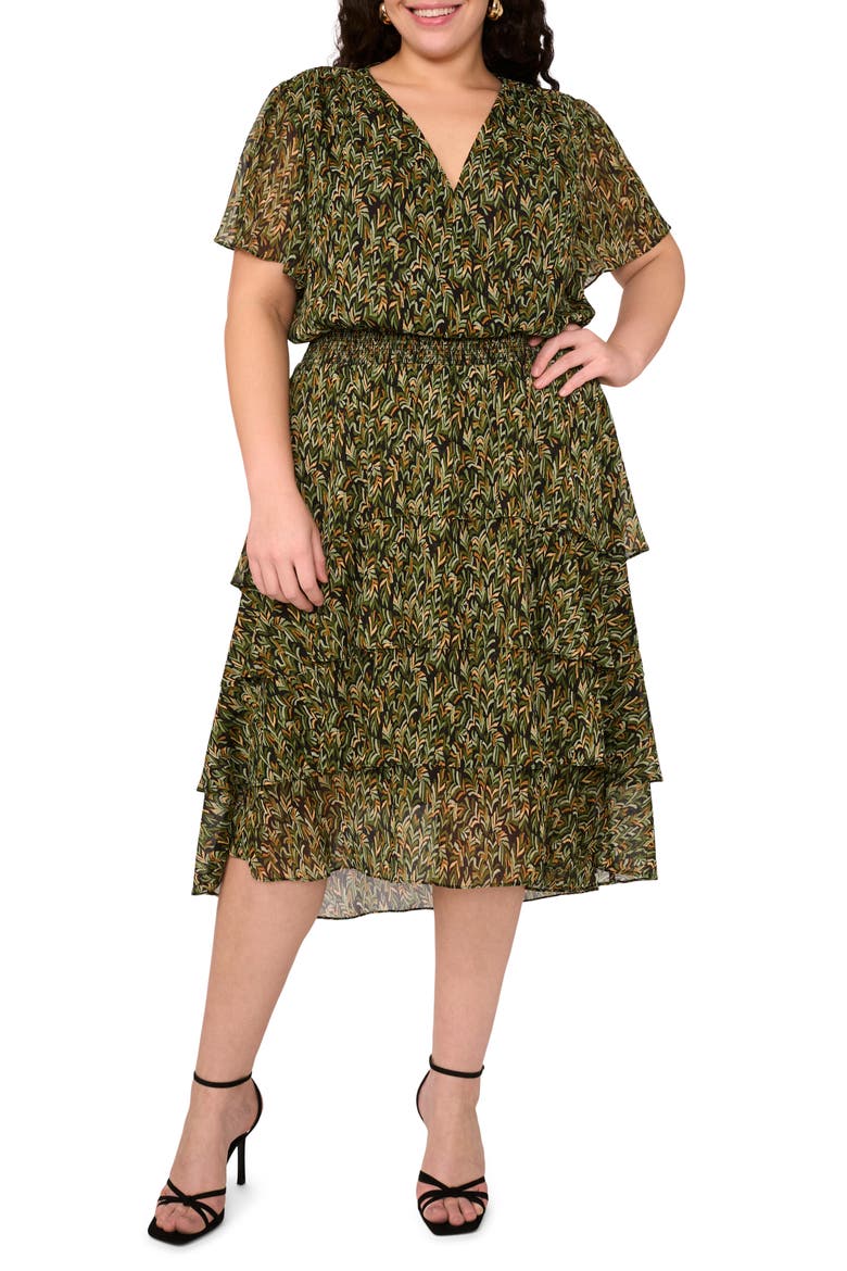 Tiered Midi Dress, Main, color, RICH BLACK