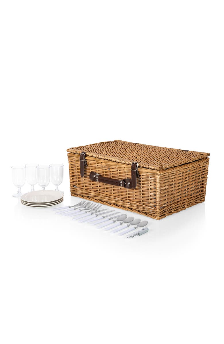 Picnic Time Belmont Picnic Basket, Alternate, color, Navy Blue/White Stripe