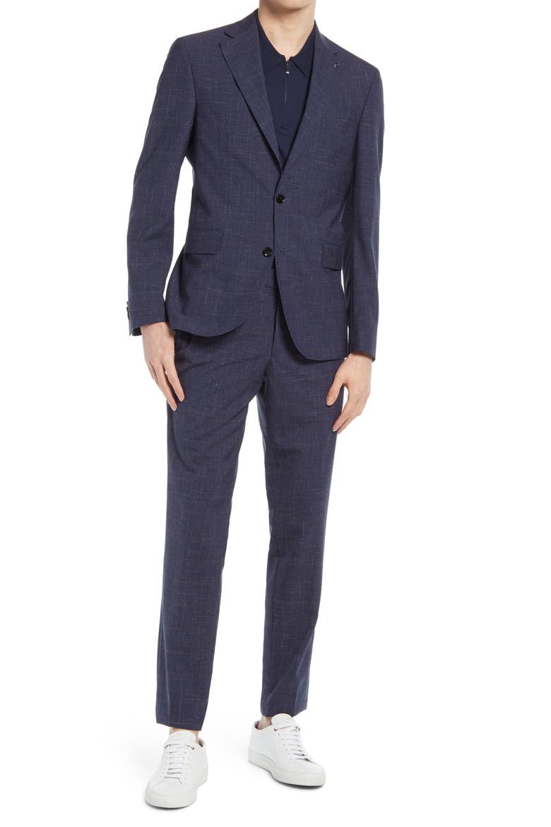 Ralph Extra Slim Fit Solid Wool & Linen Suit, Main, color, NAVY