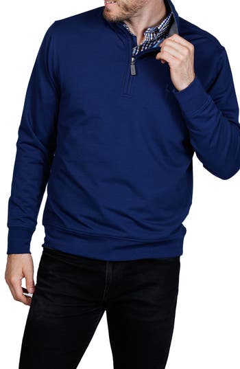 Tailorbyrd French Rib Quarter Zip Sweater In Blue