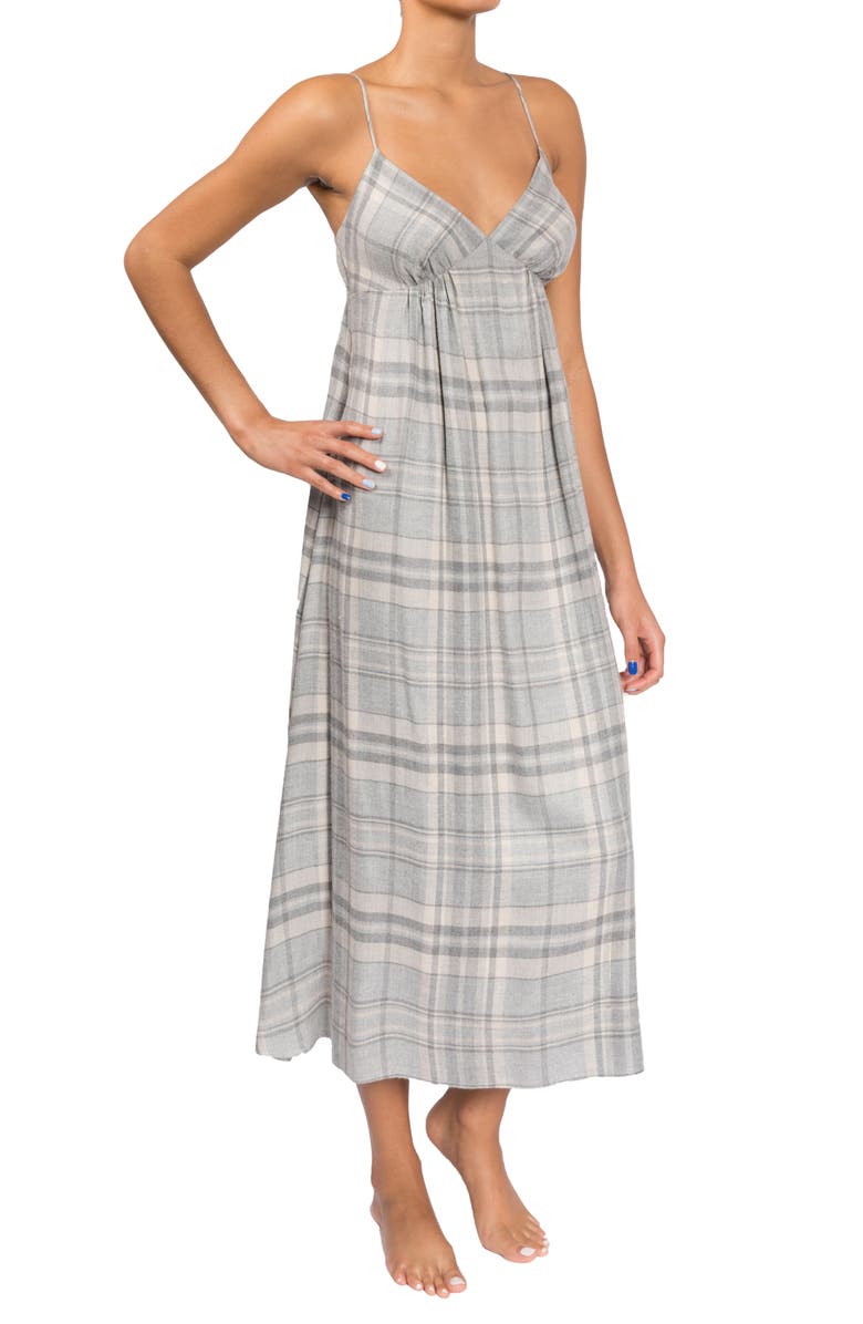 Everyday Ritual Empire Nightgown, Alternate, color, Grey W/ Gold Lurex