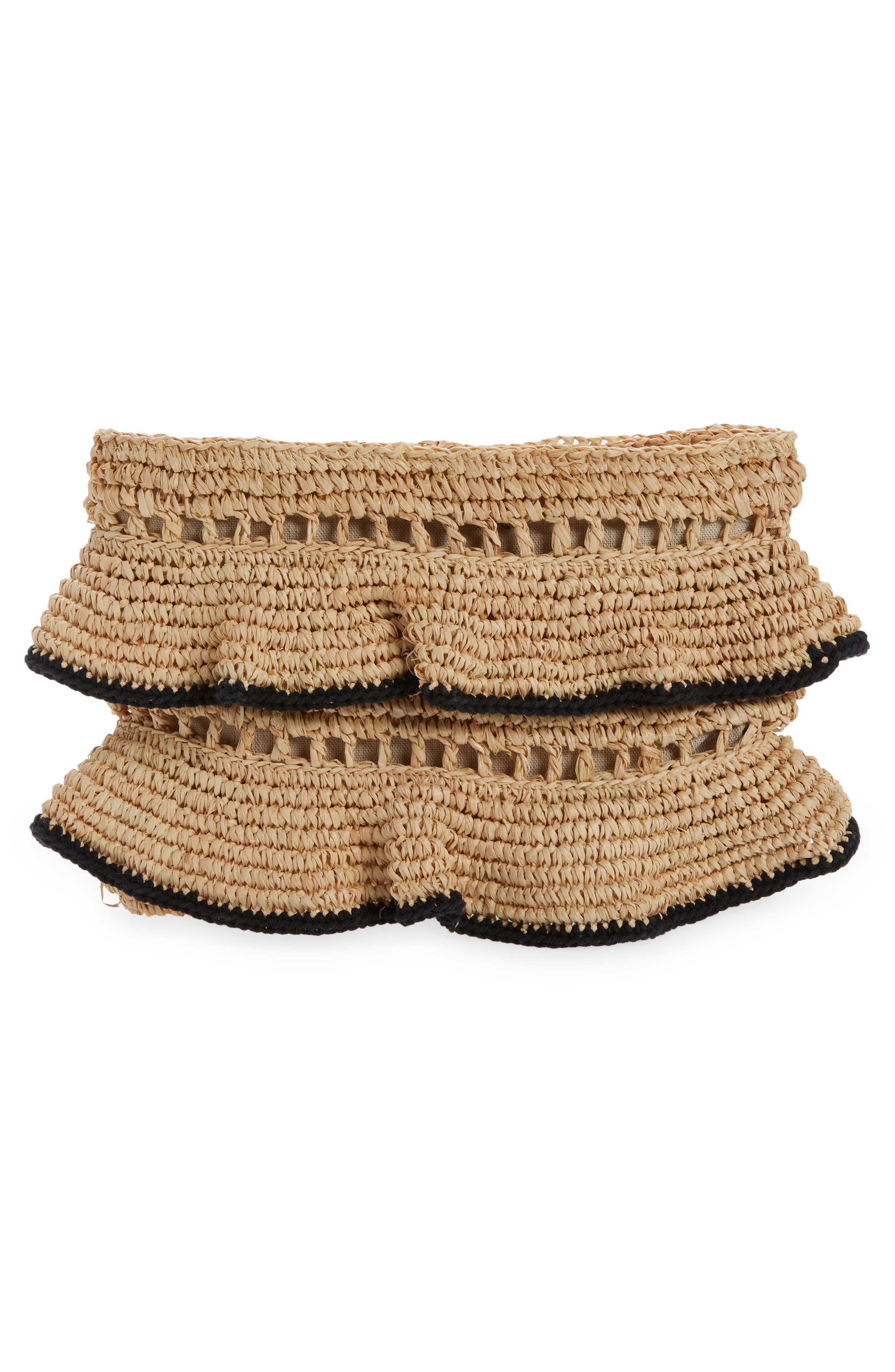 BTB Los Angeles Joey Ruffle Raffia Clutch, Alternate, color, 