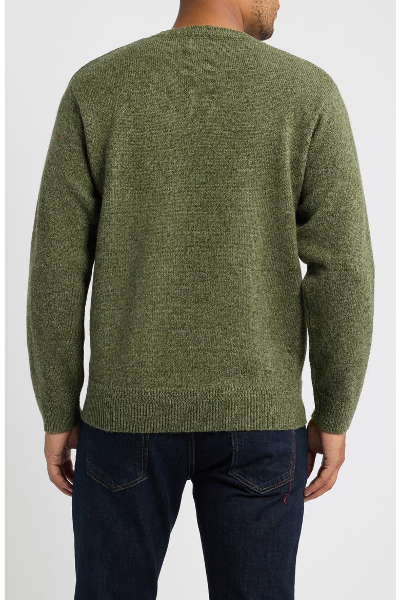 Shetland Wool Crewneck Sweater, Alternate, color, OLIVE HEATHER