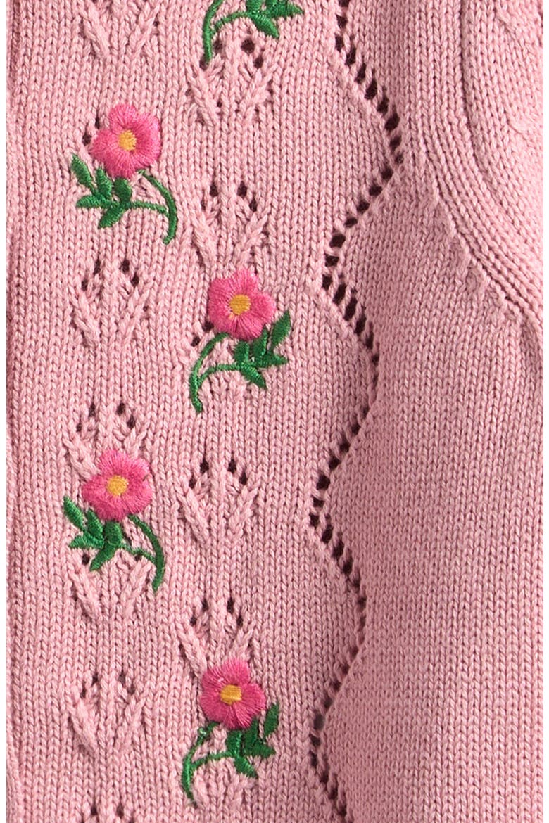 Kids' Collared Pointelle Cardigan, Alternate, color, VINTAGE PINK