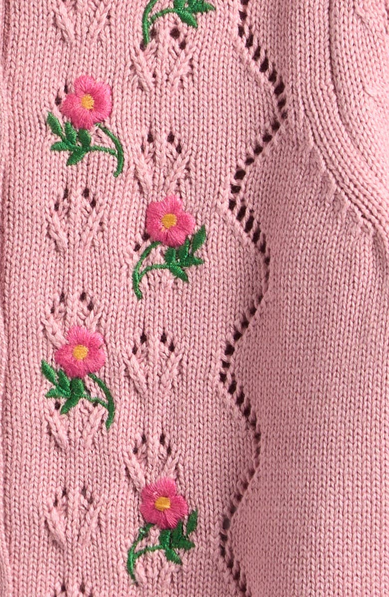 Mini Boden Kids' Collared Pointelle Cardigan, Alternate, color, Vintage Pink