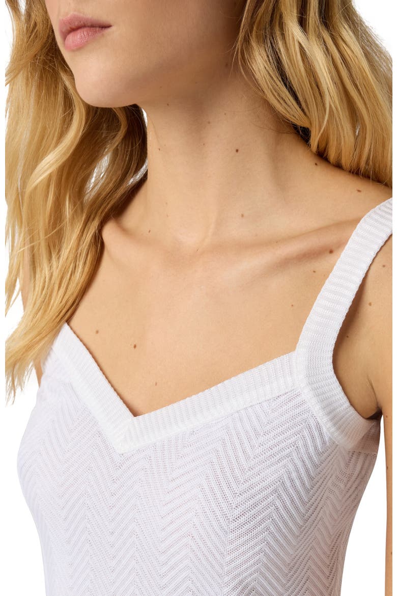 Sleeveless Zigzag Knit Top, Alternate, color, White