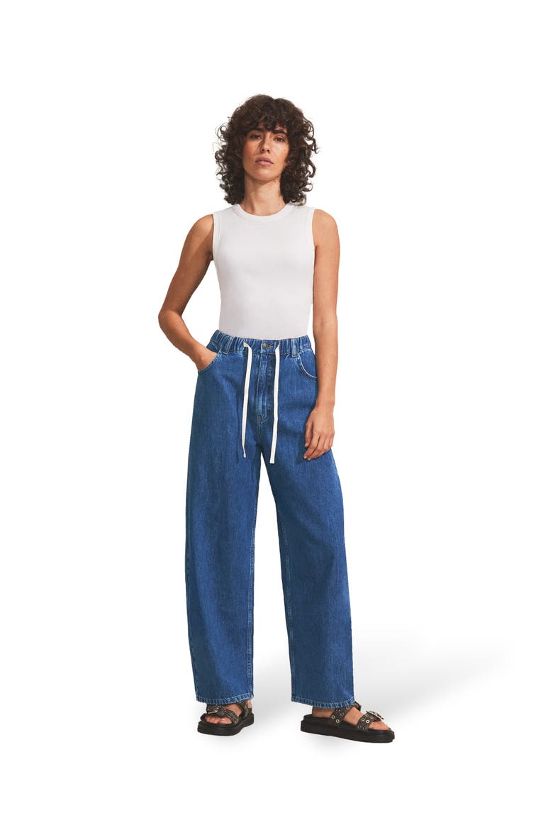Denim Drawstring Waist Jeans, Main, color, Blue
