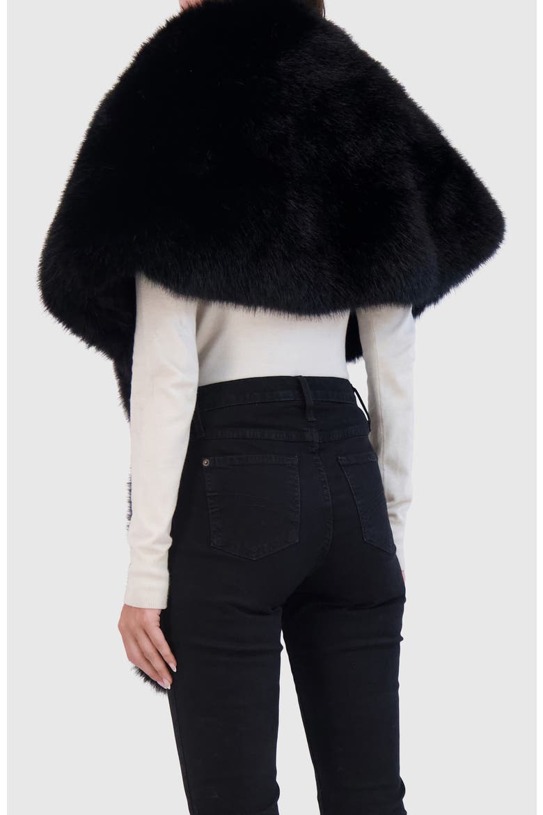 Fur-Free Fox (Faux Fur) Stole, Alternate, color, BLACK