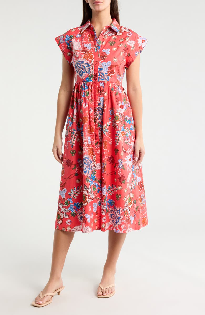 SUGARLIPS Oreanna Floral Grenola Shirtdress, Main, color,