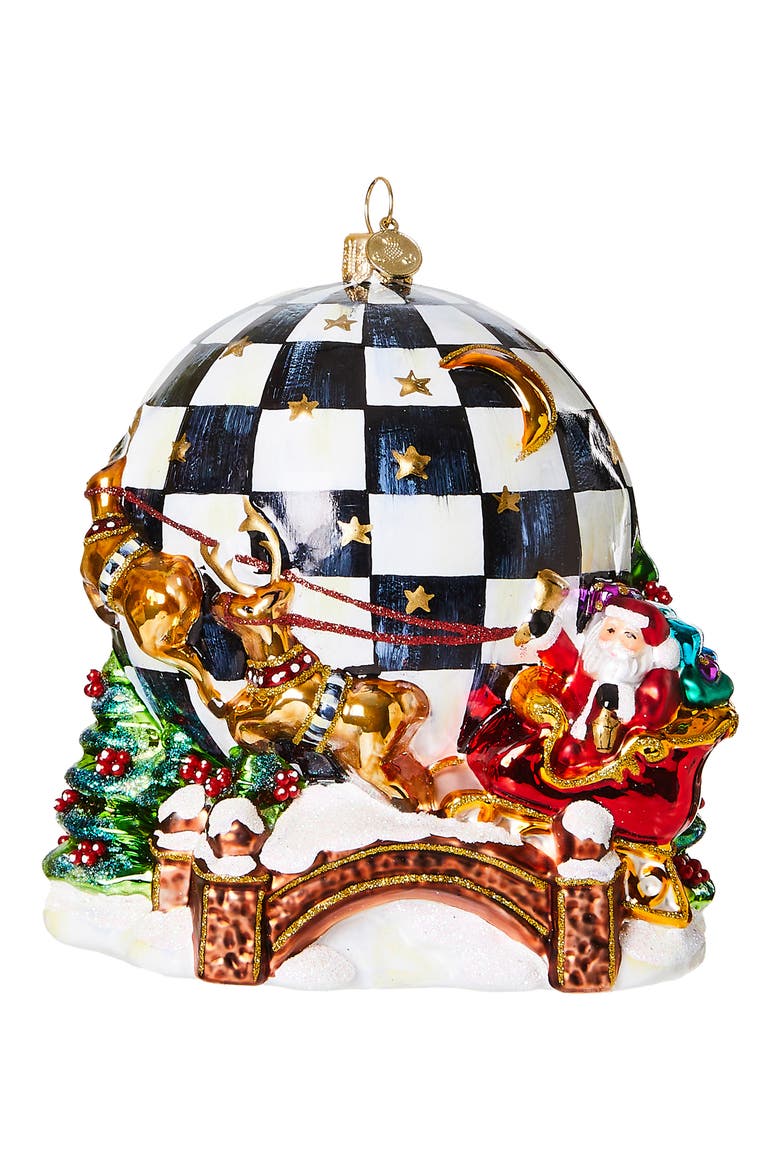 Around the World Santa Ornament, Main, color, BLACK