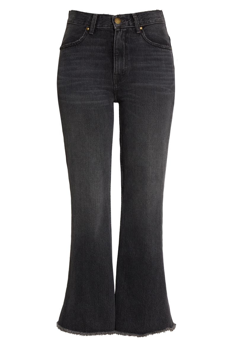 The Great The Kick Bell Raw Hem Crop Nonstretch Jeans, Alternate, color, ONYX WASH