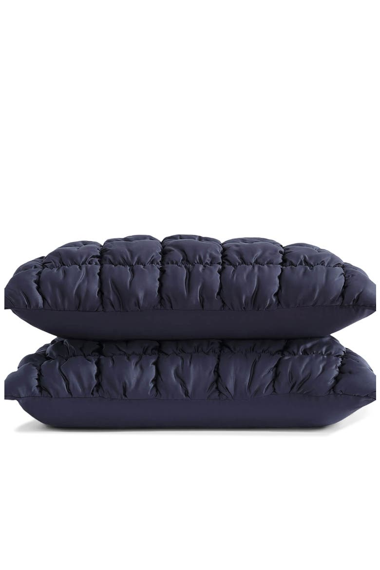 Puff Squares Set of 2 Pillow Shams, Alternate, color, BARITONE BLUE
