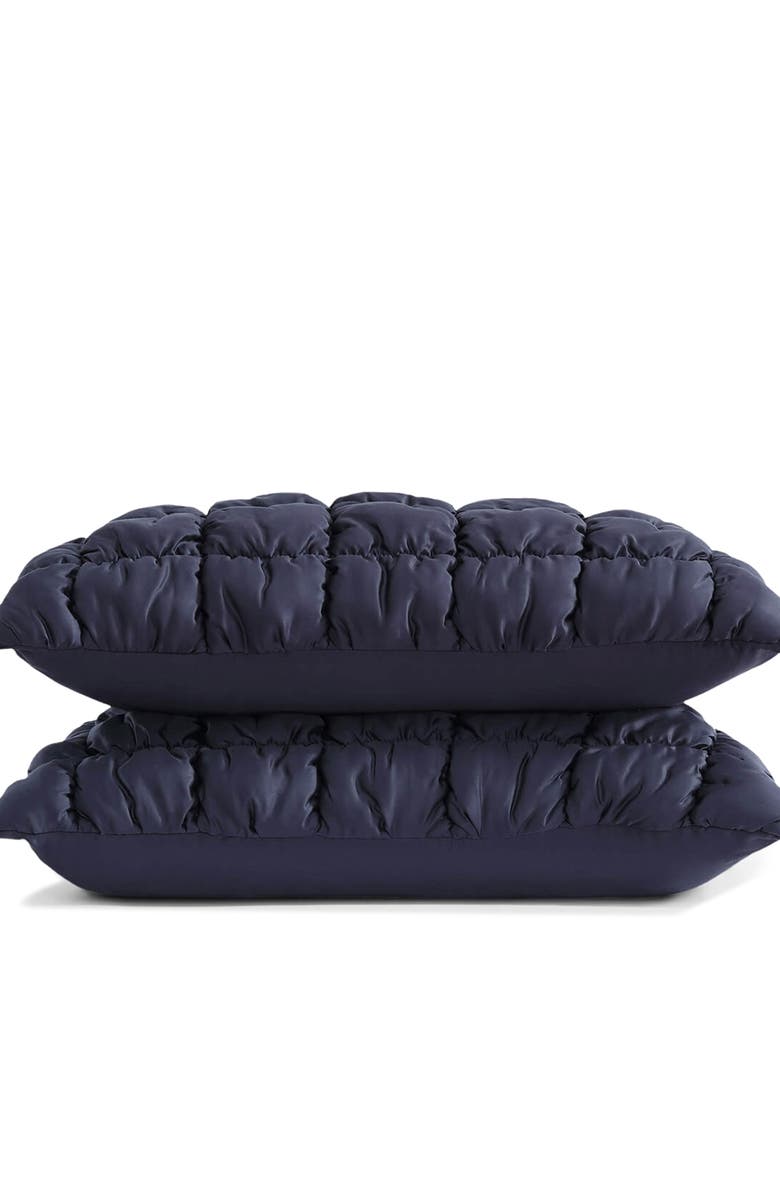 Sunday Citizen Puff Squares Set of 2 Pillow Shams, Alternate, color, Baritone Blue