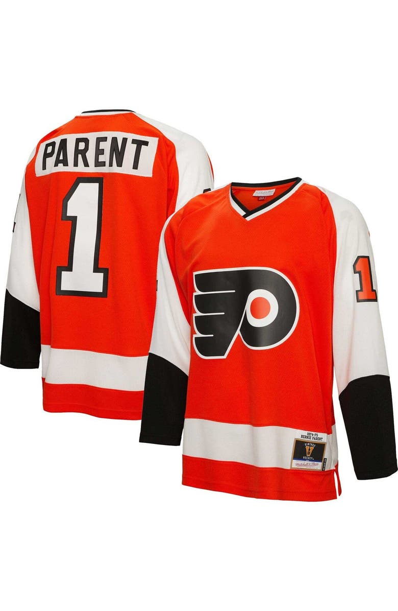 Mitchell & Ness Men's Mitchell & Ness Bernie Parent Orange Philadelphia Flyers  1974/75 Blue Line Player Jersey, Main, color, 
