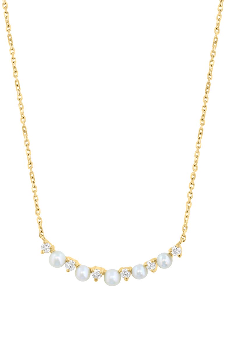 EFFY Diamond & Freshwater Pearl Curved Bar Pendant Necklace, Alternate, color, White