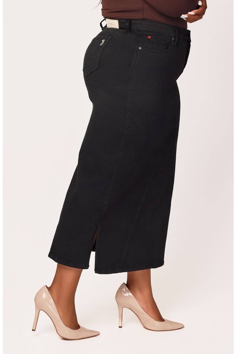 Denim Midi Skirt, Alternate, color, BLACK