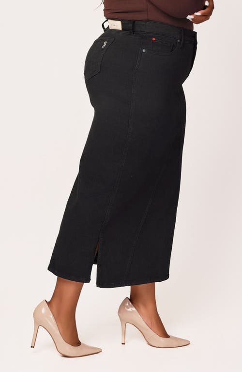 Slink Jeans Denim Midi Skirt In Black