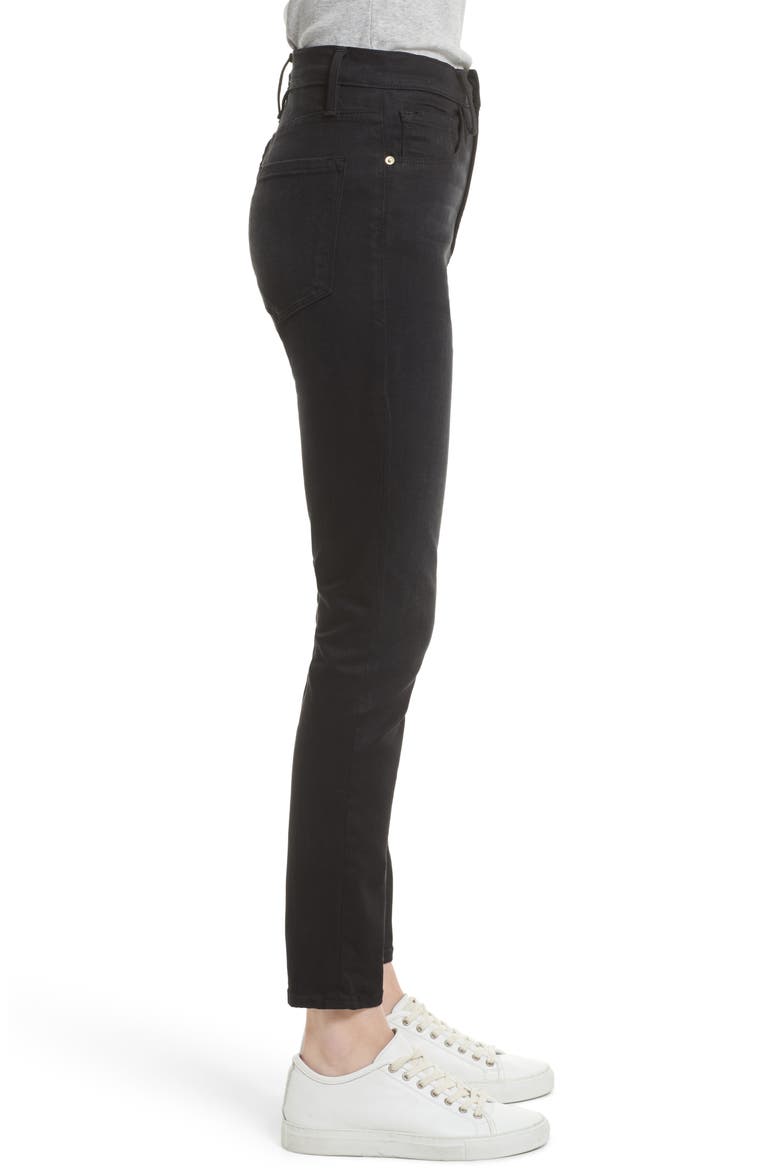 High Waist Skinny Jeans, Alternate, color, NOIR