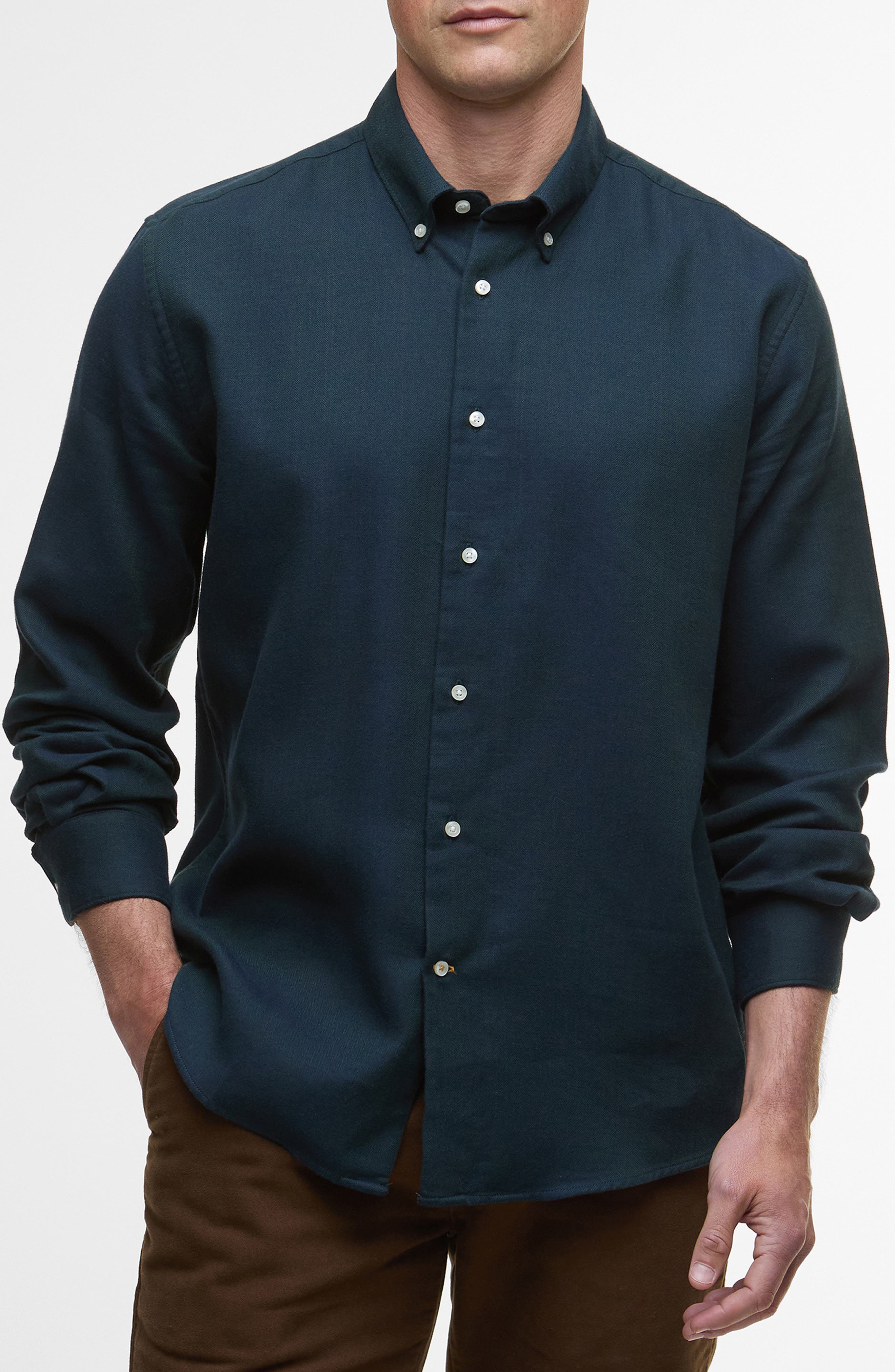 Tamish Regular Fit Herringbone Button-Down Shirt