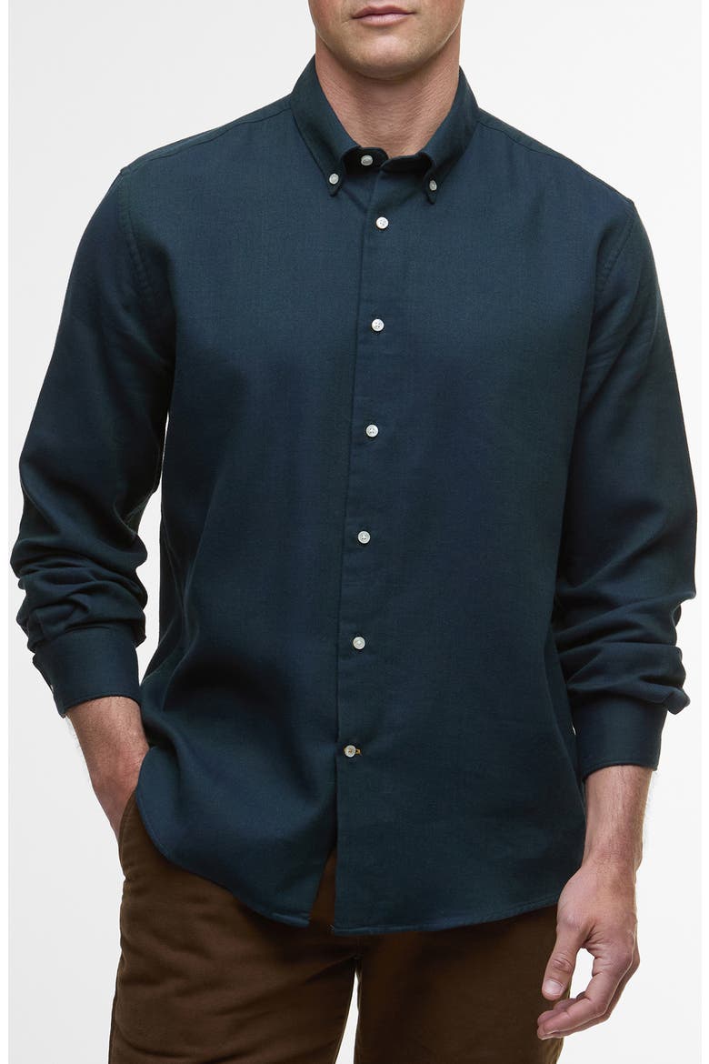 Tamish Regular Fit Herringbone Button-Down Shirt, Main, color, NAVY