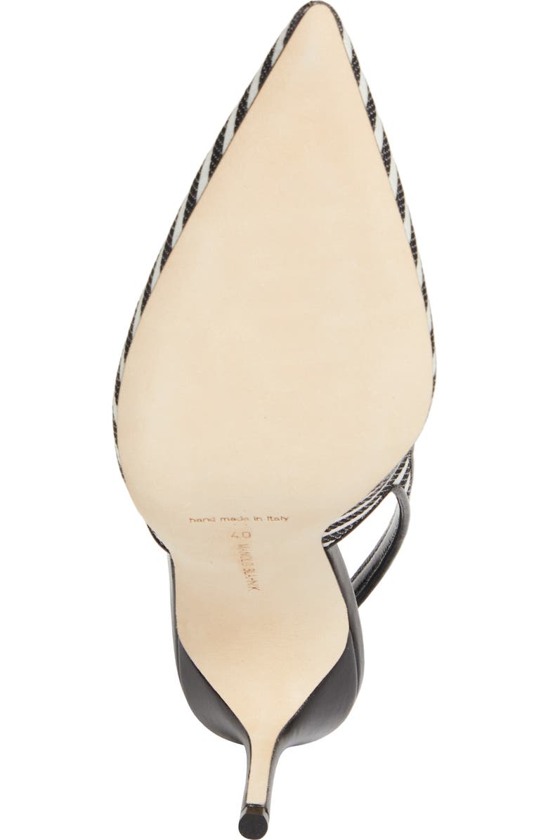Manolo Blahnik Allurafia Stripe Slingback Pump, Alternate, color, Ivory/ Black