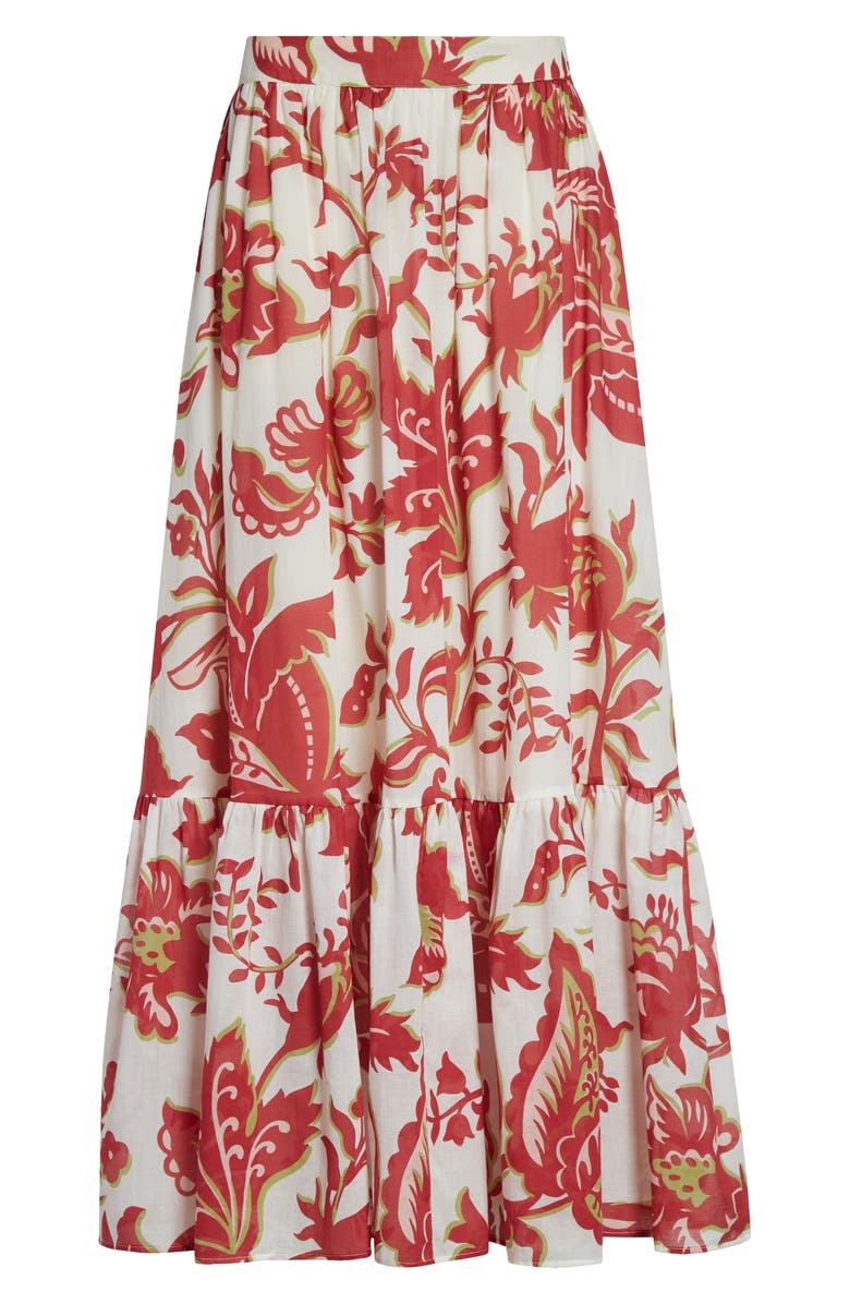 Etro Flounce Hem Cotton Maxi Skirt, Main, color, Print On White Base