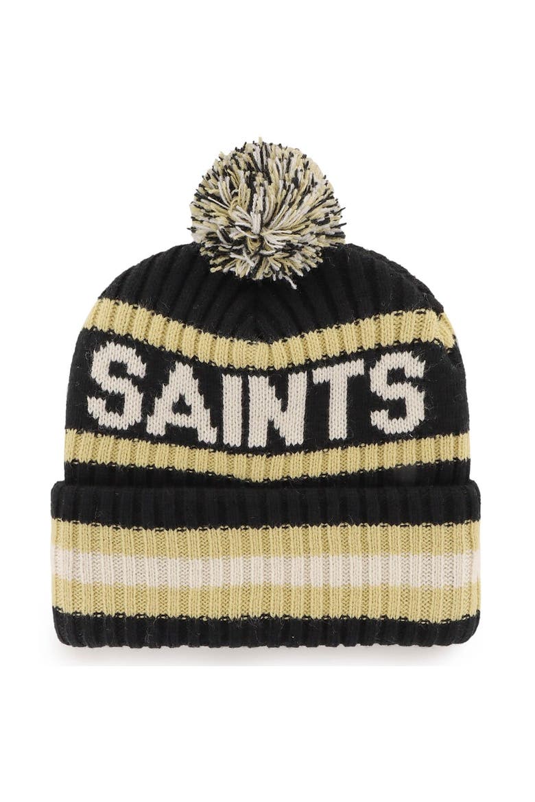 Men's '47 Black New Orleans Saints Bering Cuffed Knit Hat with Pom, Alternate, color, Black