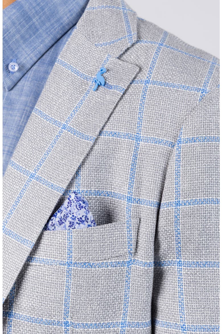 Textured Yarn Dye Windowpane Sport Coat, Alternate, color, REGENT GREY