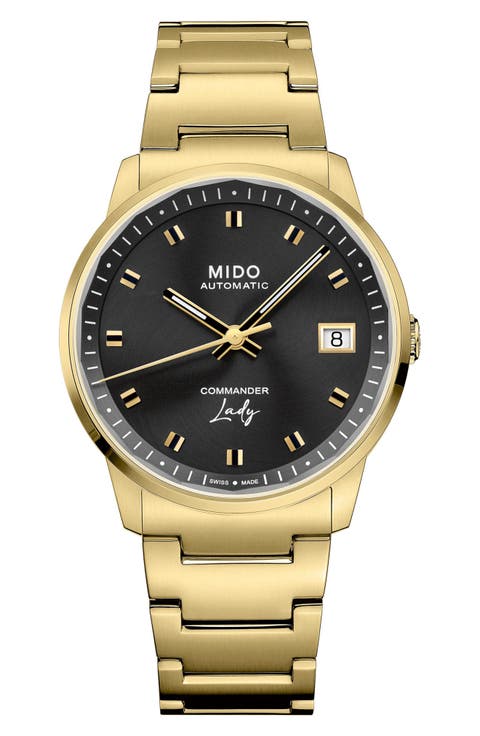 Commander Lady Black Dial Automatic Bracelet Watch, 35mm