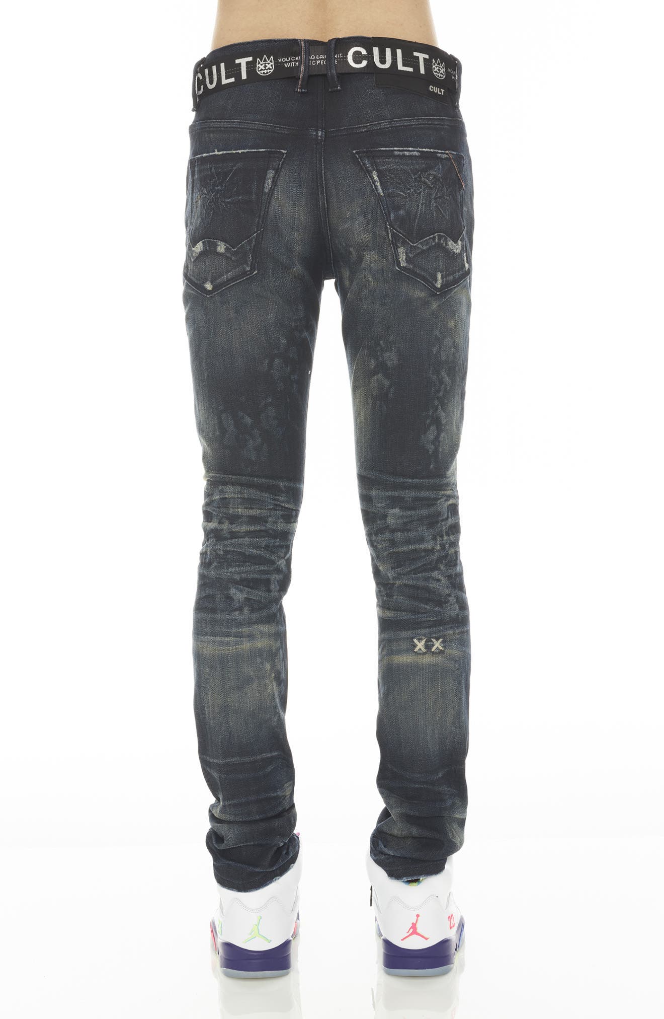 Cult of Individuality Punk Belted Super Skinny Jeans (Men) | Nordstromrack