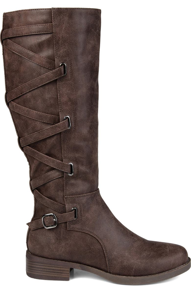 Journee Collection Carly Lace Back Tall Boot, Alternate, color, Brown