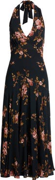 Reformation Briony Floral Halter Neck Midi Dress