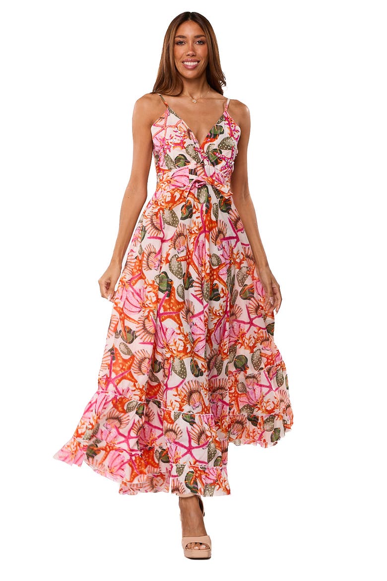Floral Maxi Dress, Alternate, color, RED