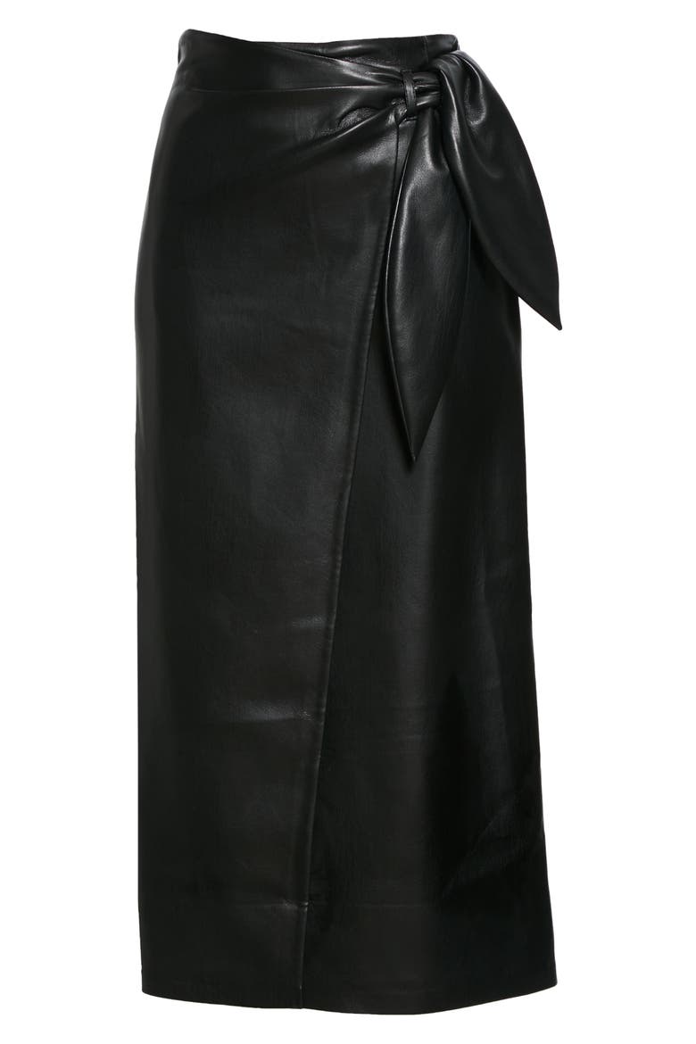 Amas Vegan Leather Wrap Skirt, Alternate, color, BLACK