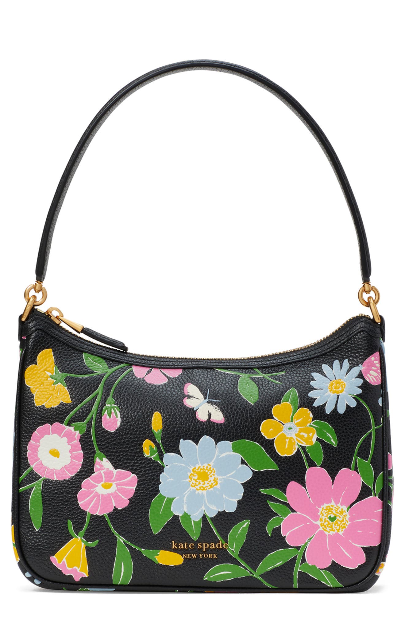 Kate Spade New York sam floral embossed pebble leather shoulder bag, Main, color, 