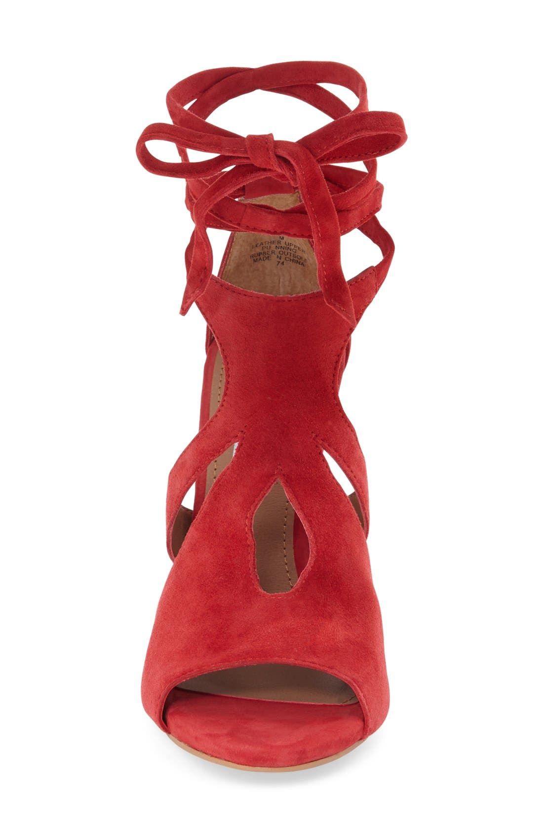 'Sashy' Wraparound Ankle Tie Sandal, Alternate, color, RED SUEDE